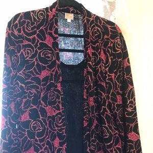 This red/black/gold top has an attached black tank